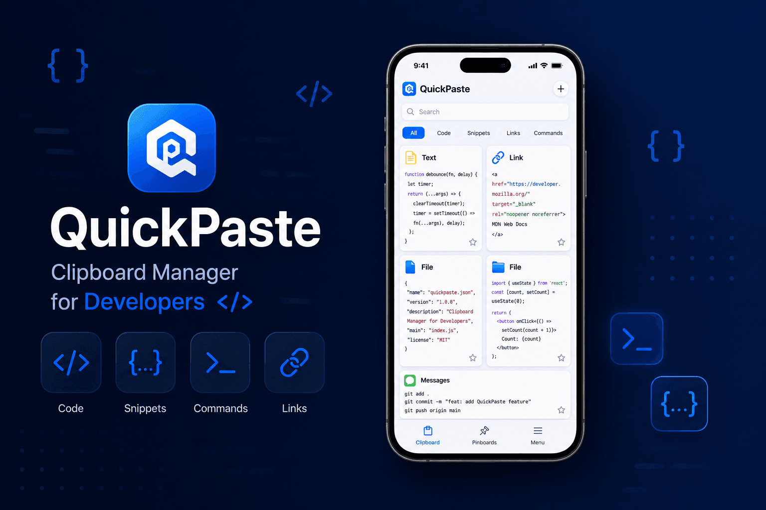 Clipboard Manager for Developers on iPhone | QuickPaste